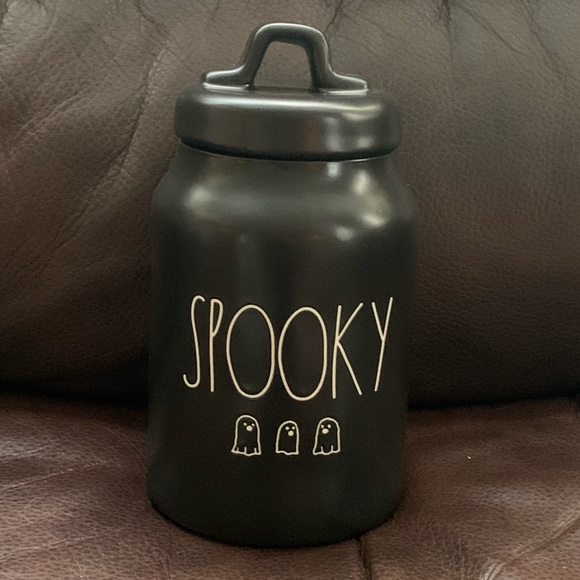 Rae Dunn SPOOKY Ghosts Halloween Canister - Black Matte - Picture 1 of 11